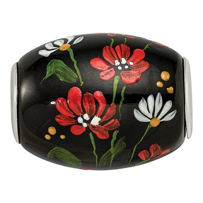 Sterling Silver Fenton Glass Ebony Bouquet Bead – view 4