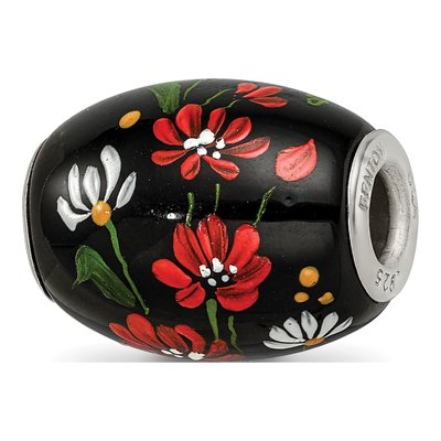 Sterling Silver Fenton Glass Ebony Bouquet Bead – view 6