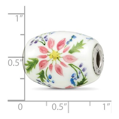 Sterling Silver Fenton Glass Berries Blossoms Bead – view 7