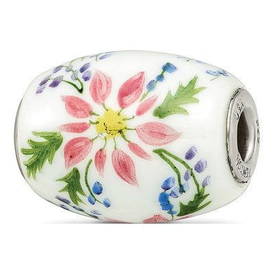 Sterling Silver Fenton Glass Berries Blossoms Bead