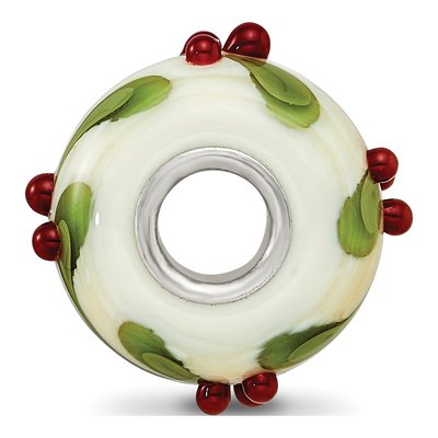Sterling Silver Holly-Days Fenton Glass Bead – view 3
