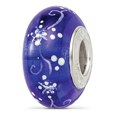 Sterling Silver Hand-Painted Glass Bead – view 6