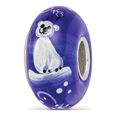 Sterling Silver Hand-Painted Glass Bead