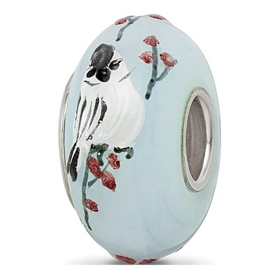 Sterling Silver Fenton Glass Fluffy Tufty Bead