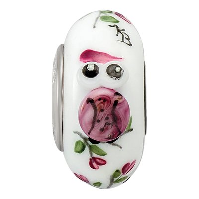 Sterling Silver Hand-Painted Fenton Glass Owl Bead – view 4