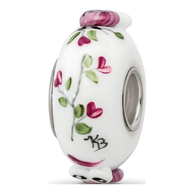 Sterling Silver Hand-Painted Fenton Glass Owl Bead – view 6