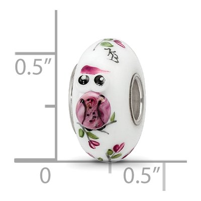 Sterling Silver Hand-Painted Fenton Glass Owl Bead – view 7