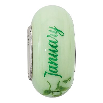Sterling Silver Carnation January Fenton Glass Bead – view 4