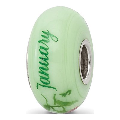 Sterling Silver Carnation January Fenton Glass Bead