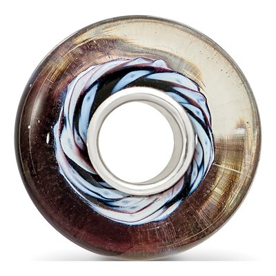 Sterling Silver Ster Hand Painted Swirling Snow Fenton Bead – view 3