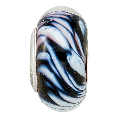 Sterling Silver Ster Hand Painted Swirling Snow Fenton Bead – view 5