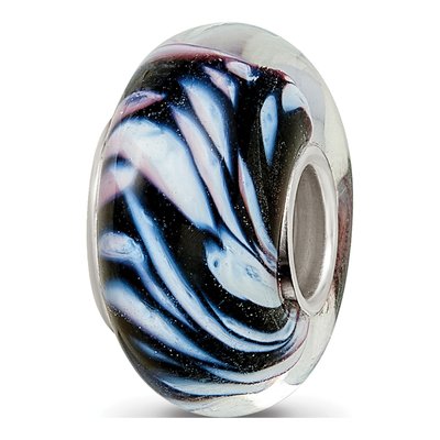 Sterling Silver Ster Hand Painted Swirling Snow Fenton Bead