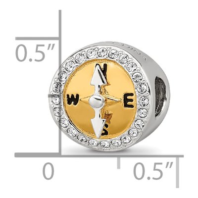 Sterling Silver CZ Moveable Compass Bead – view 7