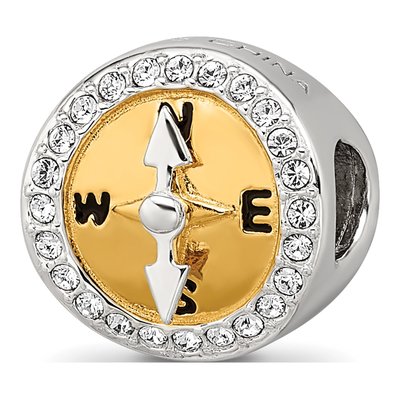 Sterling Silver CZ Moveable Compass Bead