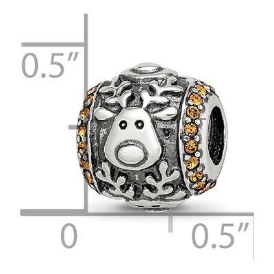 Sterling Silver CZ Reindeer Bead – view 5