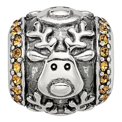 Sterling Silver CZ Reindeer Bead – view 6