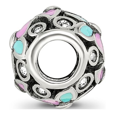 Sterling Silver CZ Enamel Butterfly Bead – view 3