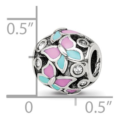 Sterling Silver CZ Enamel Butterfly Bead – view 6