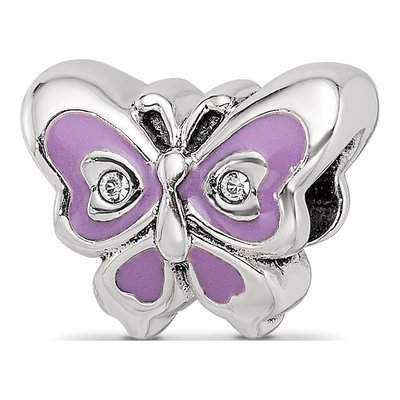 Sterling Silver CZ Butterfly Bead