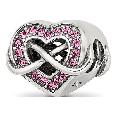 Sterling Silver CZ Infinity Heart Bead