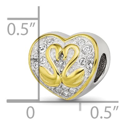 Sterling Silver CZ Swan Bead – view 6
