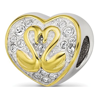 Sterling Silver CZ Swan Bead