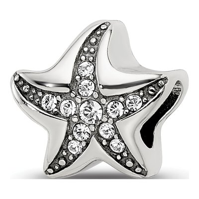 Sterling Silver CZ Starfish Bead