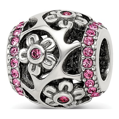 Sterling Silver CZ Flowers Bead