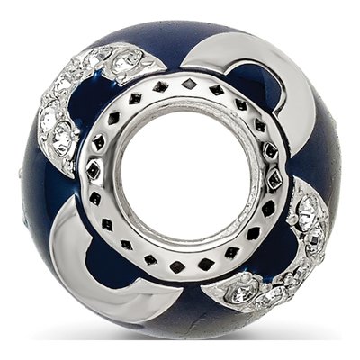 Sterling Silver Crystal Navy Enamel Bead – view 3