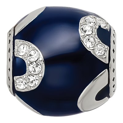 Sterling Silver Crystal Navy Enamel Bead – view 5