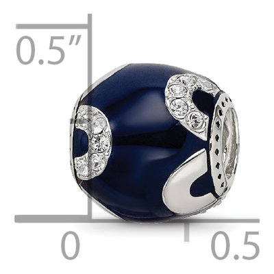 Sterling Silver Crystal Navy Enamel Bead – view 6
