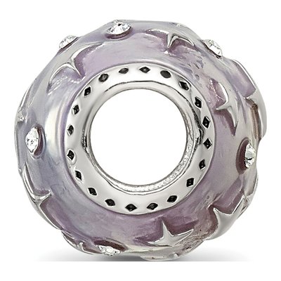 Sterling Silver CZ Lavender Enamel Star Bead – view 3