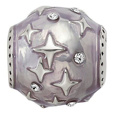 Sterling Silver CZ Lavender Enamel Star Bead – view 5
