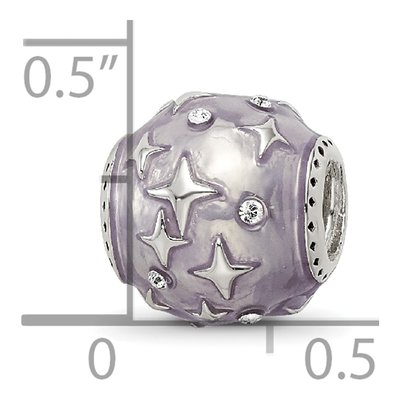 Sterling Silver CZ Lavender Enamel Star Bead – view 6
