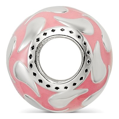 Sterling Silver Pink Enamel Bead – view 3