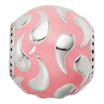 Sterling Silver Pink Enamel Bead – view 4