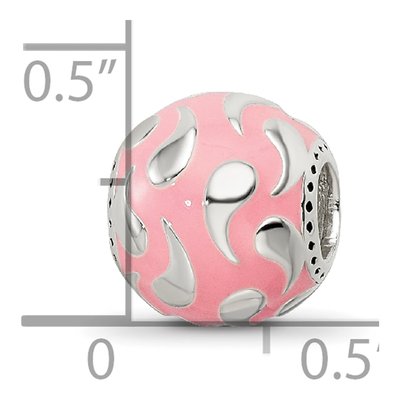 Sterling Silver Pink Enamel Bead – view 5