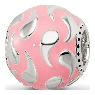 Sterling Silver Pink Enamel Bead