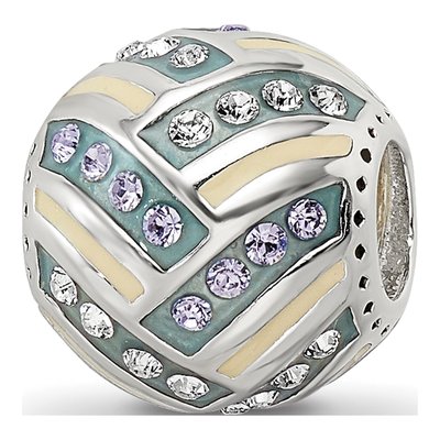 Sterling Silver CZ Enamel Bead