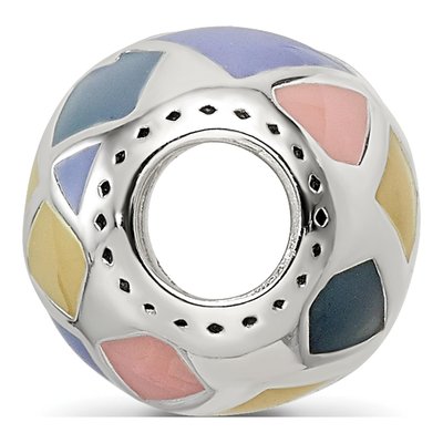 Sterling Silver Pink Lavender Enamel Bead – view 3