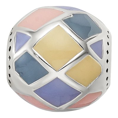 Sterling Silver Pink Lavender Enamel Bead – view 4