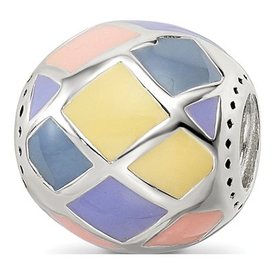 Sterling Silver Pink Lavender Enamel Bead