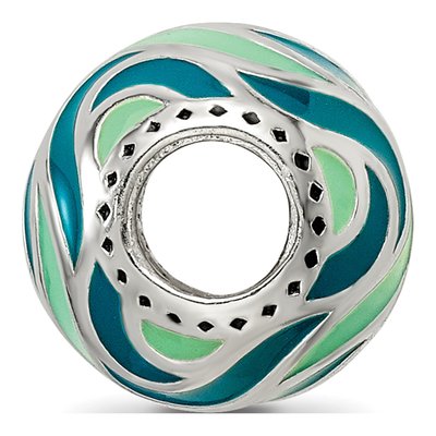 Sterling Silver Mint Teal Enamel Bead – view 3