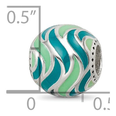 Sterling Silver Mint Teal Enamel Bead – view 5