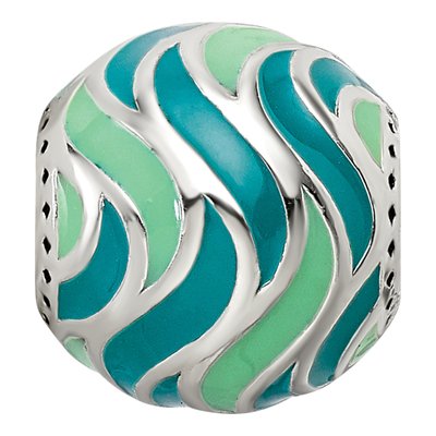 Sterling Silver Mint Teal Enamel Bead – view 6