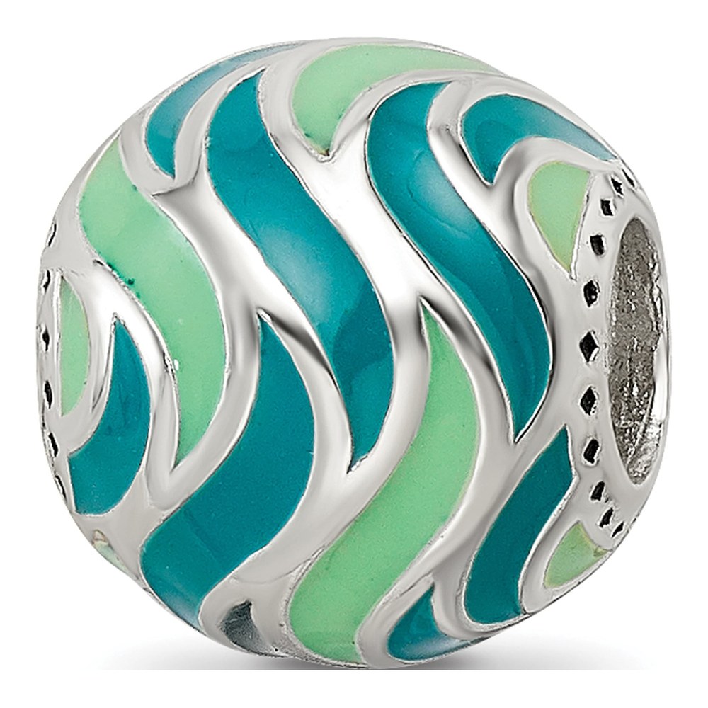 Sterling Silver Mint Teal Enamel Bead
