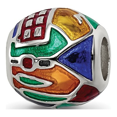 Sterling Silver London Mosaic Enamel Bead – view 6