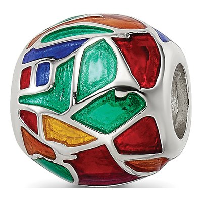 Sterling Silver London Mosaic Enamel Bead – view 8