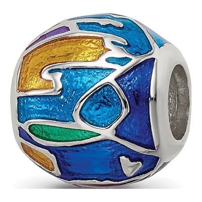 Sterling Silver London Mosaic Enamel Bead – view 6