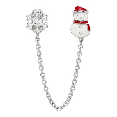 Sterling Silver CZ Snowman Snowflake Bead – view 6